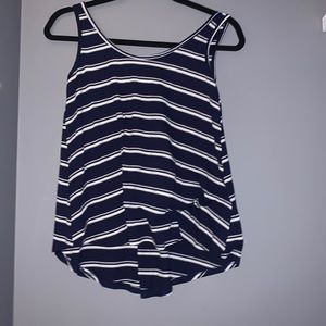 Navy striped flowy tank